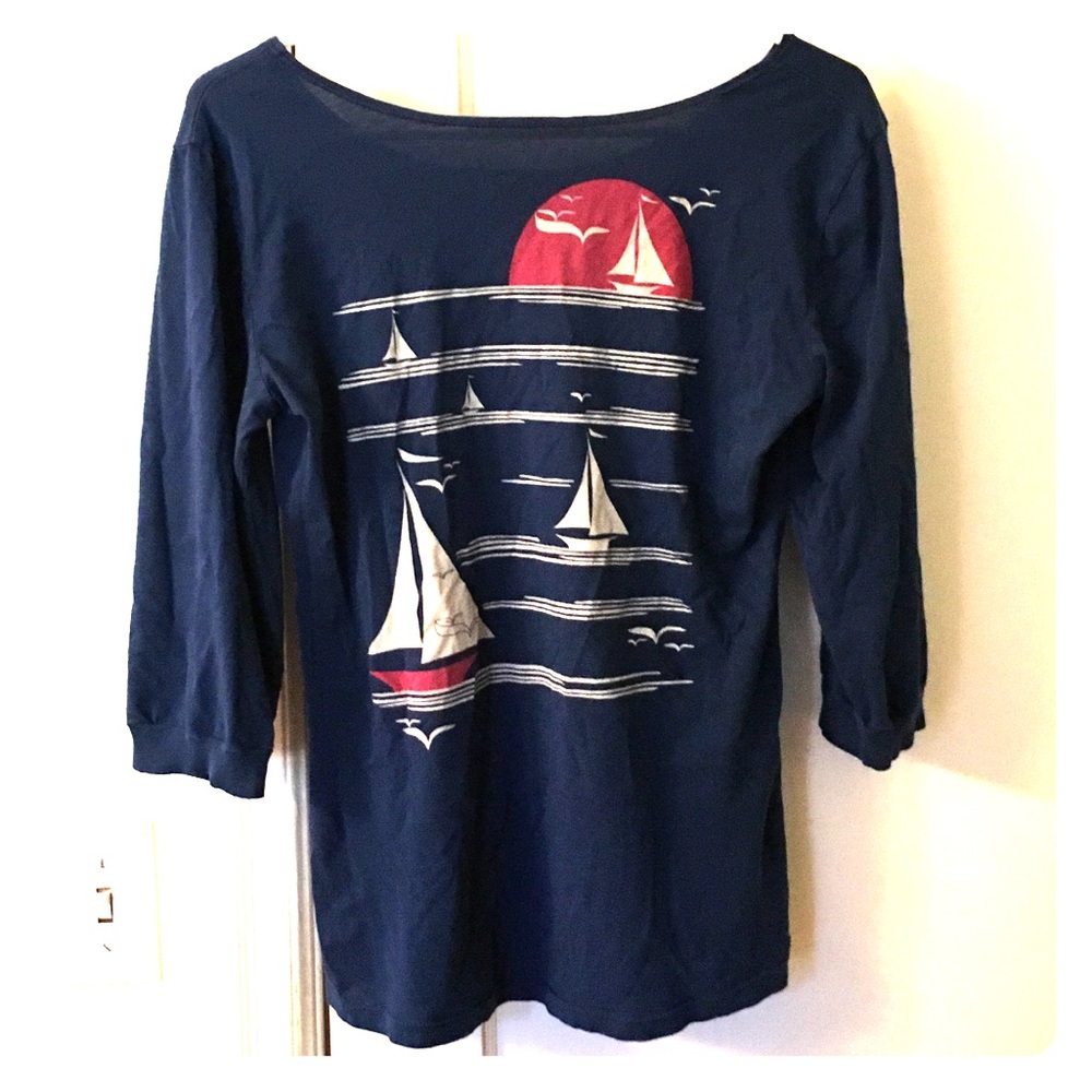 Modcloth Blue Platypus Boatneck Cotton Sailing Tee